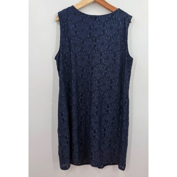R & M Richards Embellished Lace Sheath Dress Plus Size 22W Navy Blue Cocktail - Picture 4 of 10